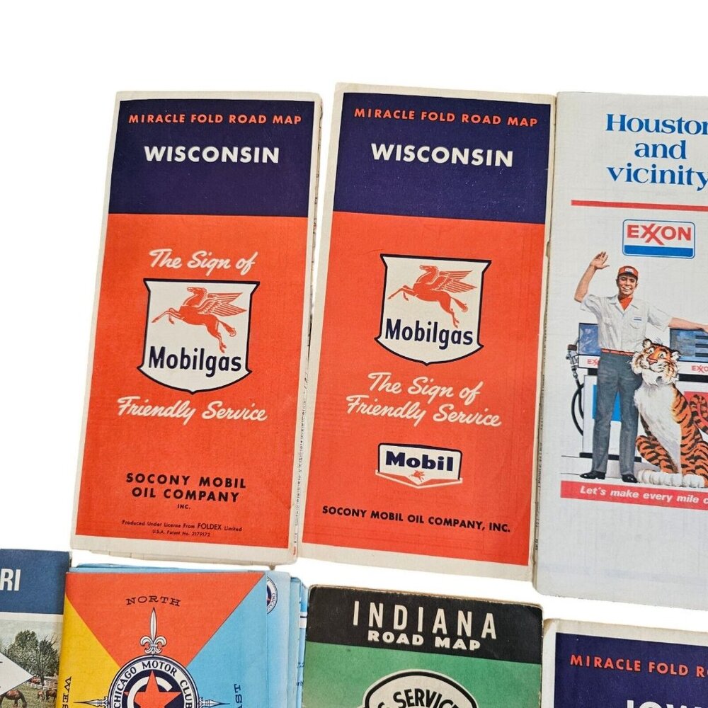 Vintage 60s 70s Fold up Road maps USA Midwest Paper GPS Houston Upcycle Crafts‎ - Picture 4 of 9
